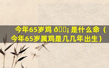 今年65岁鸡 🐡 是什么命（今年65岁属鸡是几几年出生）